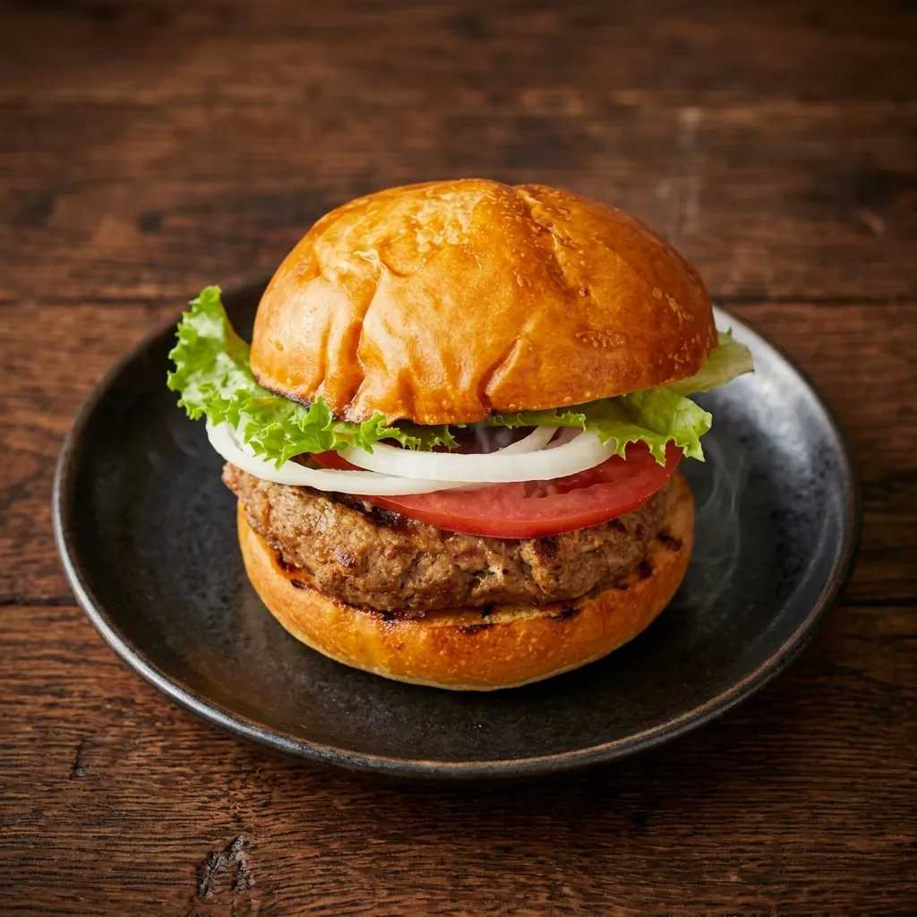 Beef Hamburger 4oz at London Burgers — classic quarter-pound charbroiled burger, downtown London Ontario
